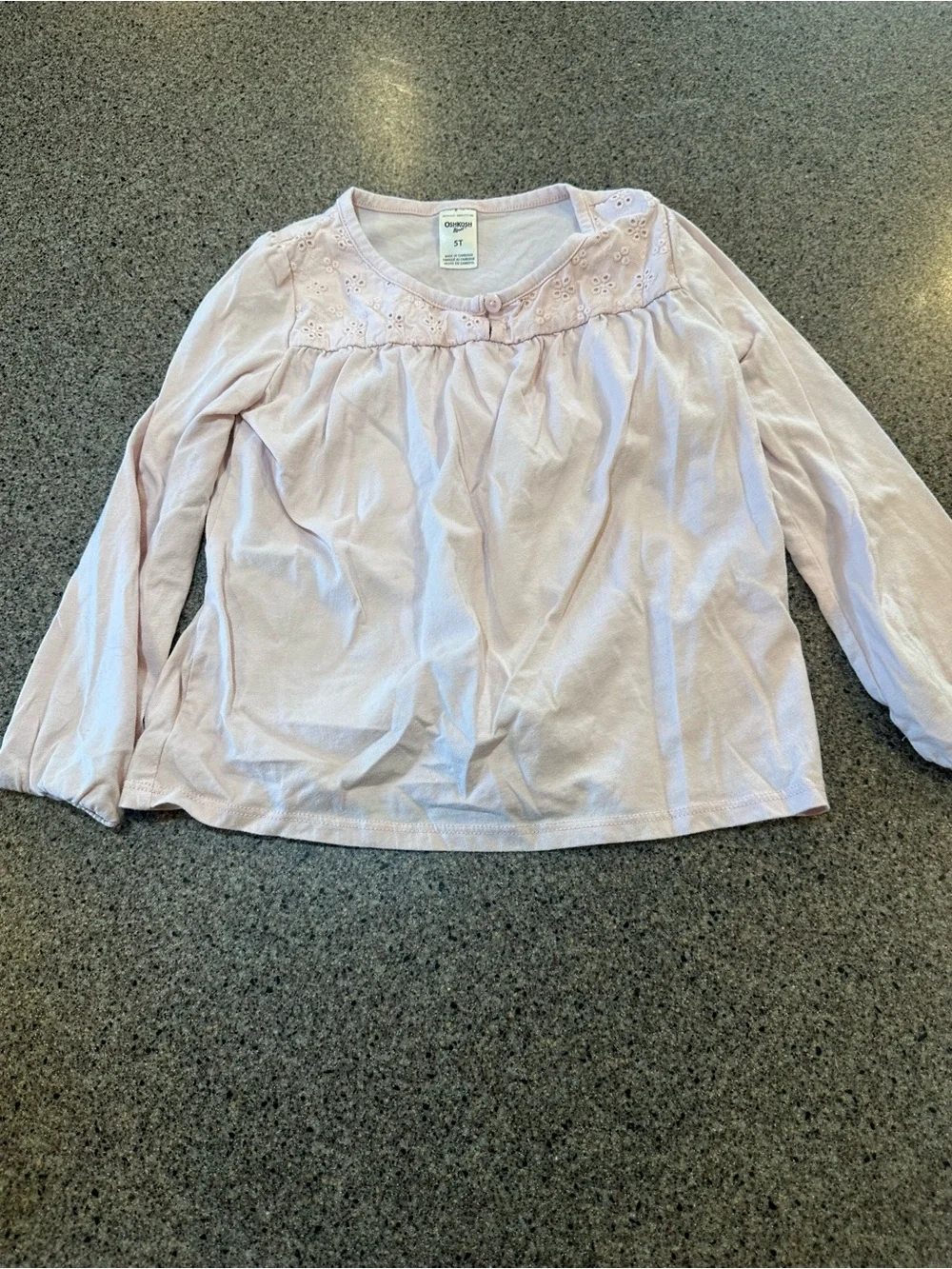 Gymboree Light Pink Long-Sleeve Eyelet Yoke Top